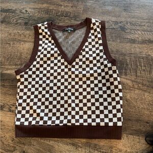 Mixed Threads Brown Checkerboard Sweater Vest